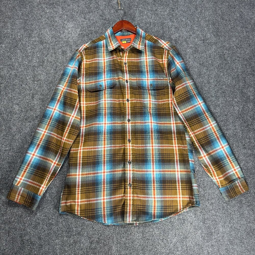 Eddie Bauer Travex Shirt Mens TM Plaid Cotton Flannel Button Up Pockets Classic